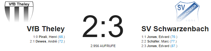 3:2 Auswärtssieg in Theley
